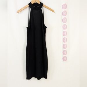 Topshop Little Black Dress Bodycon Ribbed Cutout Back